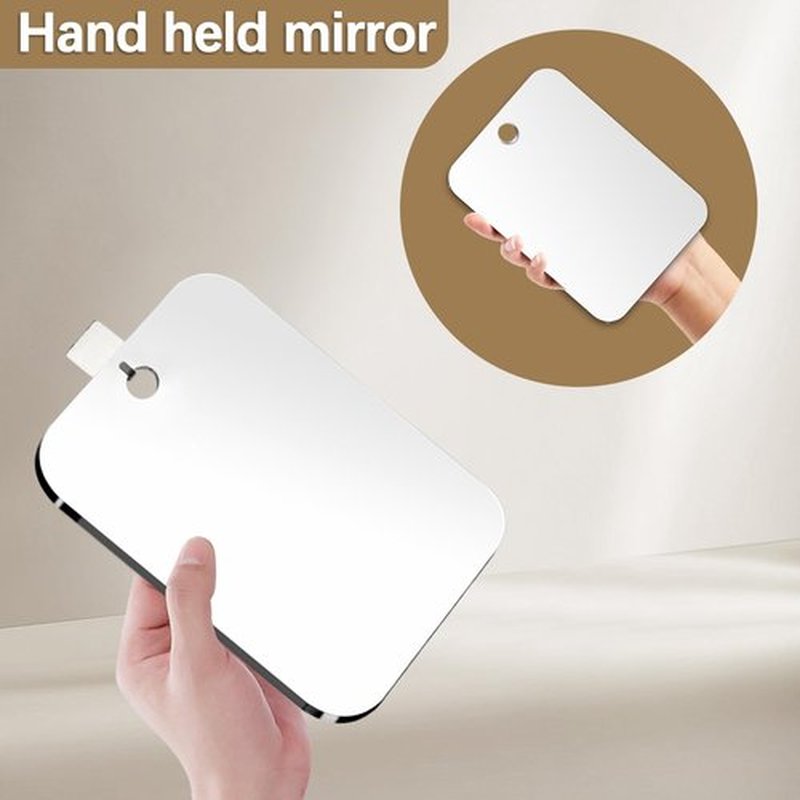 Shower Mirror for Shaving, Larger 11 x 8 Inch Mirror for Wall Hanging Kids Safety, Frameless Portable Travel Camping Mirrors, Unbreakable Handheld Locker Mirror, Shave Mirror, Makeup Plastic, Bathroom