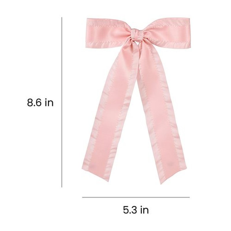 5.5inch Korean Pink Ruffle Ribbon Tassel Hair Bow Clips for Women Girls Big Stylish Bowknot Alligator Barrettes hairpins with Long Tail, Perfect Hair Accessories for Any Occasion