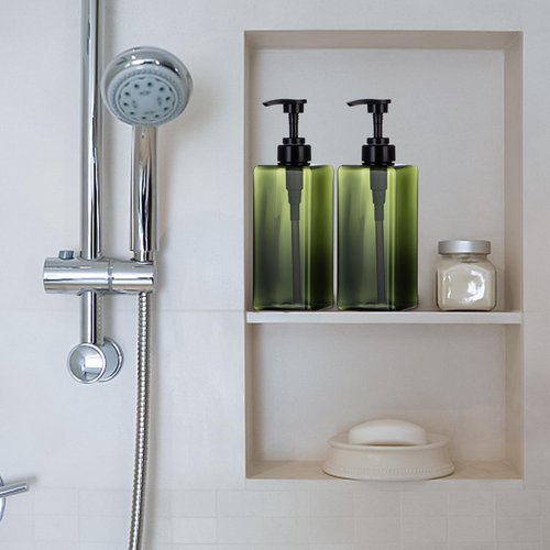 Yebeauty Pump Bottle Dispenser, 22oz 650ml Empty Plastic Shampoo Pump Dispenser Shower Hand Soap Dispenser Refillable Liquid Containers for Conditioner Body Wash, Bathroom Kitchen, 2 Pack Green