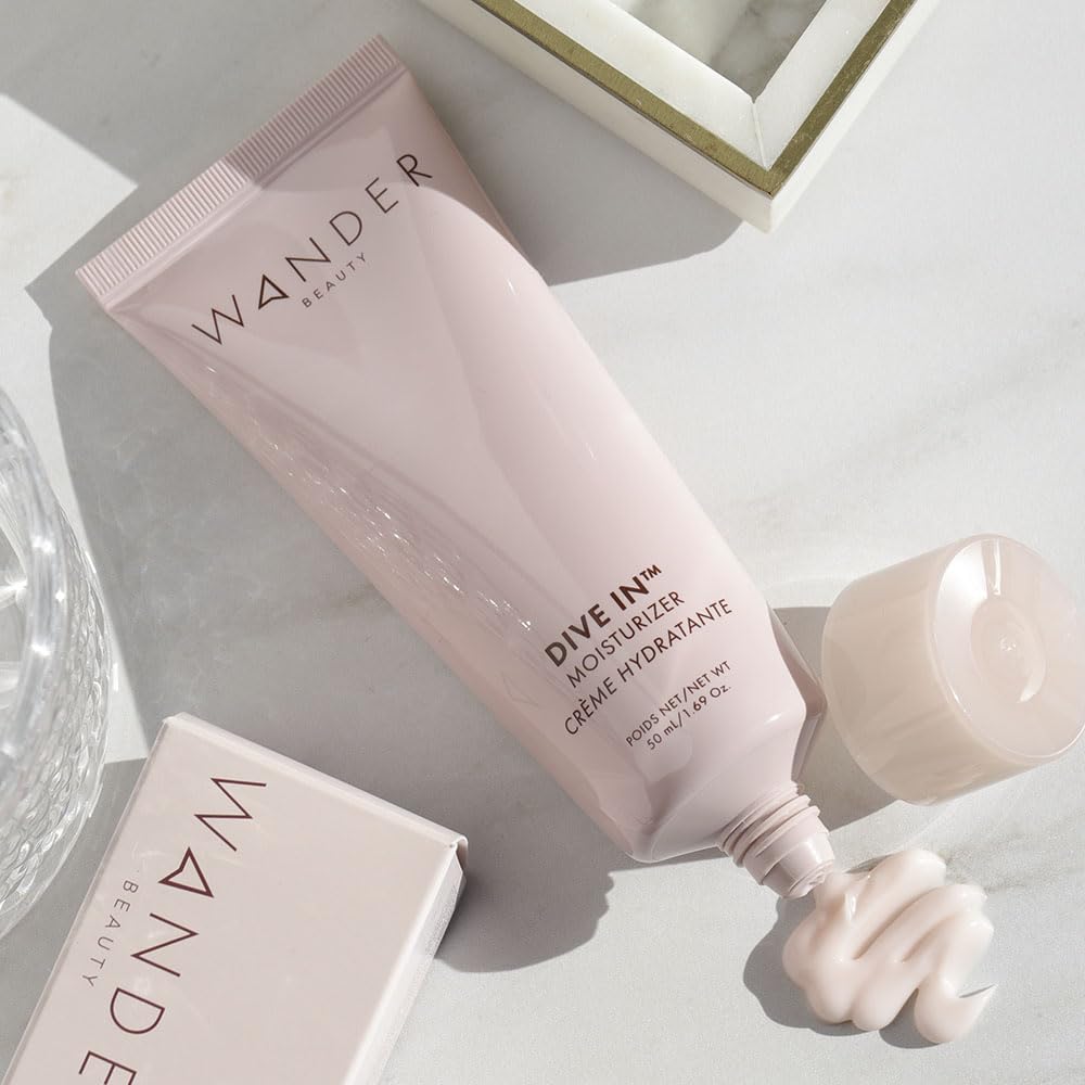 8-in-1 Hydrating Face Moisturizer - Wander Beauty Dive In Gel for 72h Hydration, Plump & Brighten Skin with 13 Fruits & 4 Flower Extracts - 1.69 oz