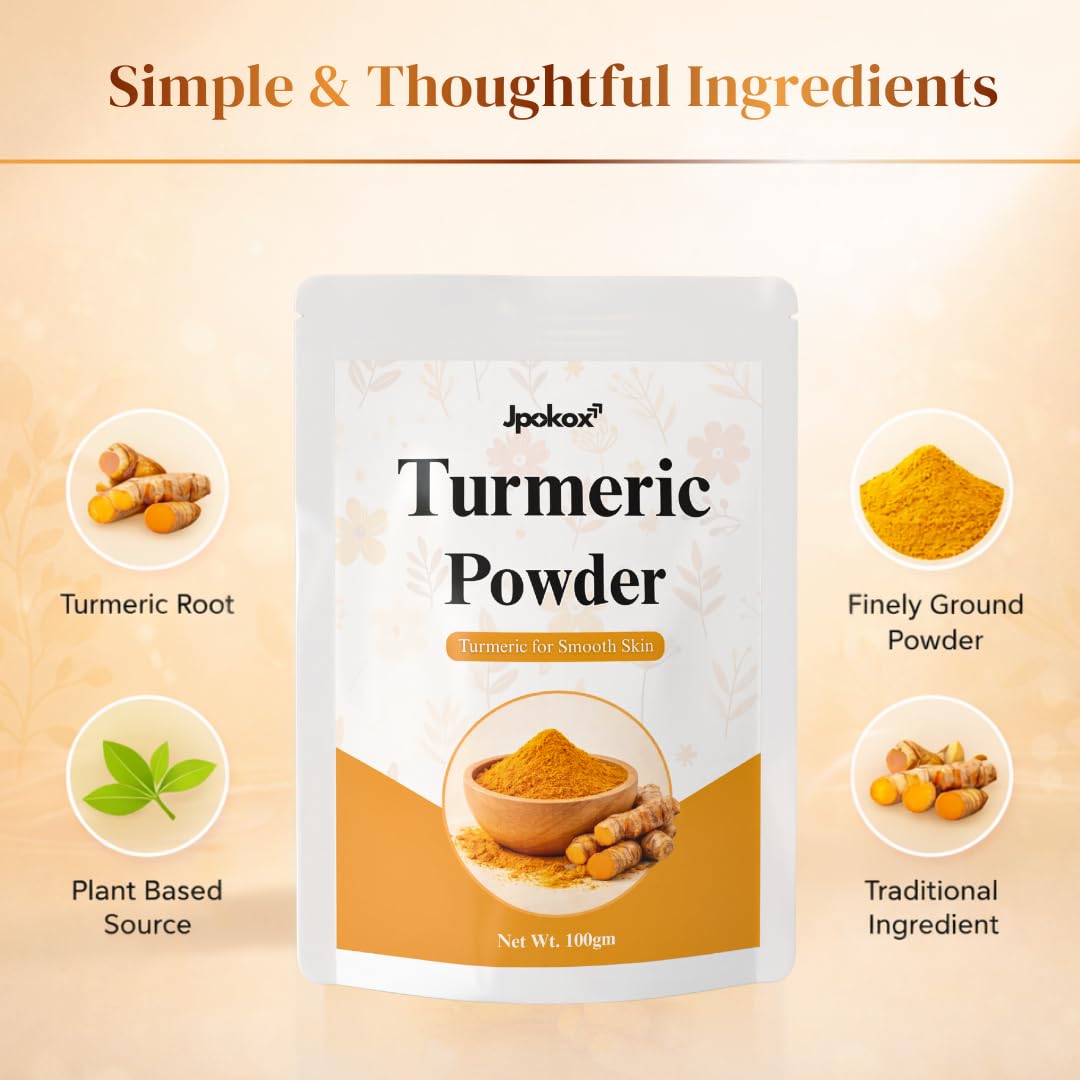 Jpokox Turmeric Powder | Turmeric Powder Organic | Turmericc Powder for Skin | turmeric Root | Powder For Men & Women | (Pack 1)