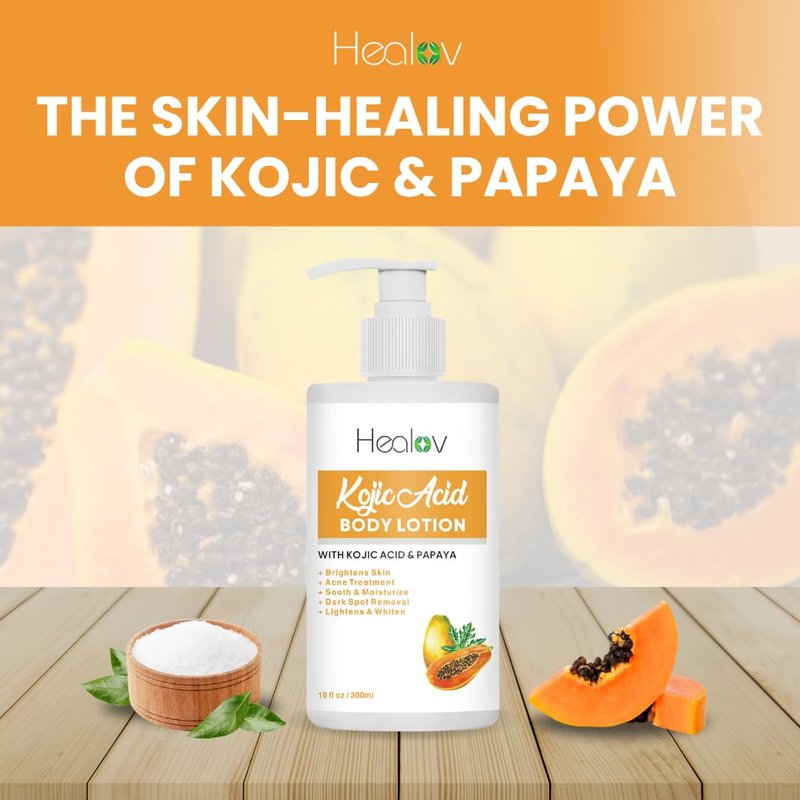 Kojic Acid Lotion - Skin Brightening Body Lotion for Dark Spots, Hyperpigmentation | Reduces Acne & Scars, Even Skin Tone