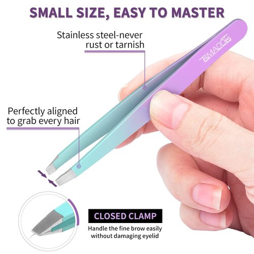 TsMADDTs Eyebrow Tweezer Set, 7 Pcs Tweezers Set for Women, Precision Tweezer for Eyebrows with Curved Scissors and Eyebrow Razor for Ingrown Hair