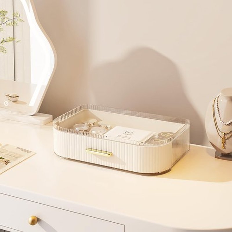 MIUOPUR Stackable Storage Drawers, Makeup Organizer with Rotating Makeup Brush Holder, Ideal for Vanity Countertop and Bathroom Counter, Great for Cosmetics, skincare, Lipsticks -Cream