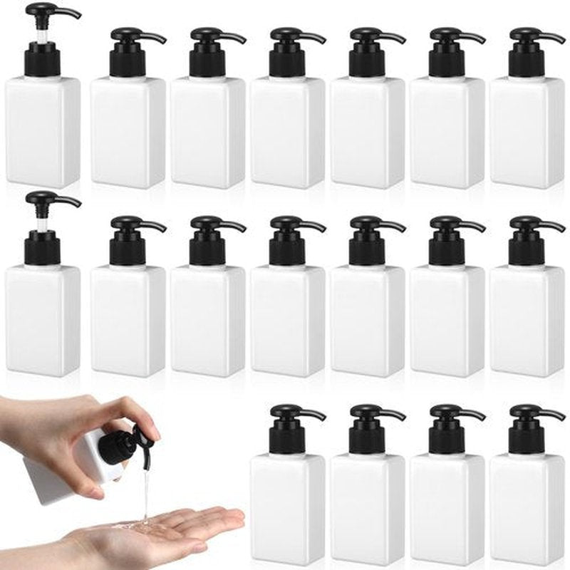 Domensi 12 Pcs 100ml /3.4 oz Pump Bottle Mini Travel Bottles Small Dispenser Bottles Plastic Pump Lotion Dispenser Empty Bottle Square Dispenser Travel Size Containers Toiletries (White)