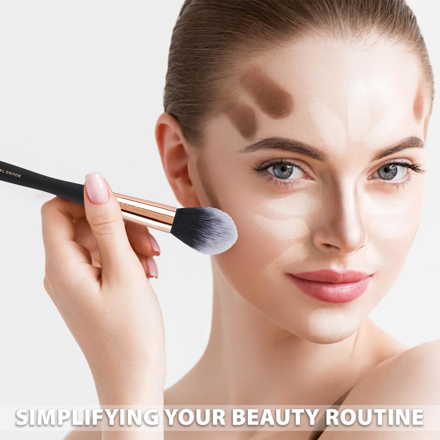 Profusion Cosmetics Face Brush Set - 3-Piece Vegan Makeup Tools for Foundation, Powder & Setting