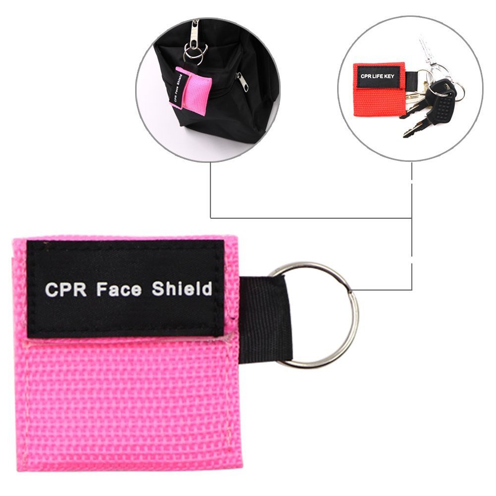100pcs CPR Face Shield Mask Keyring Emergency Kit Rescue Face Shields for First Aid or CPR Training
