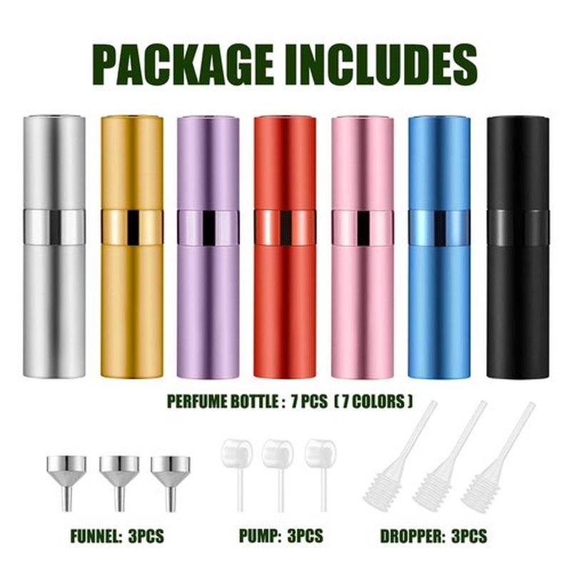 IRON BILL 7 PCS/8ML Portable Perfume bottles, Mini Empty Refillable Cologne Atomizer, Pocket Travel Perfume Liquid Sprayer
