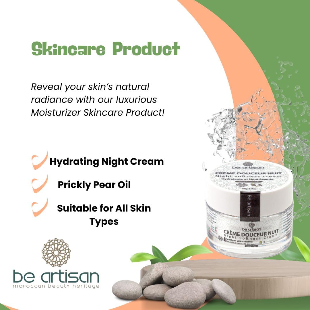 Be Artisan Night Face Cream with Prickly Pear Oil – 50 g (1.7 oz)