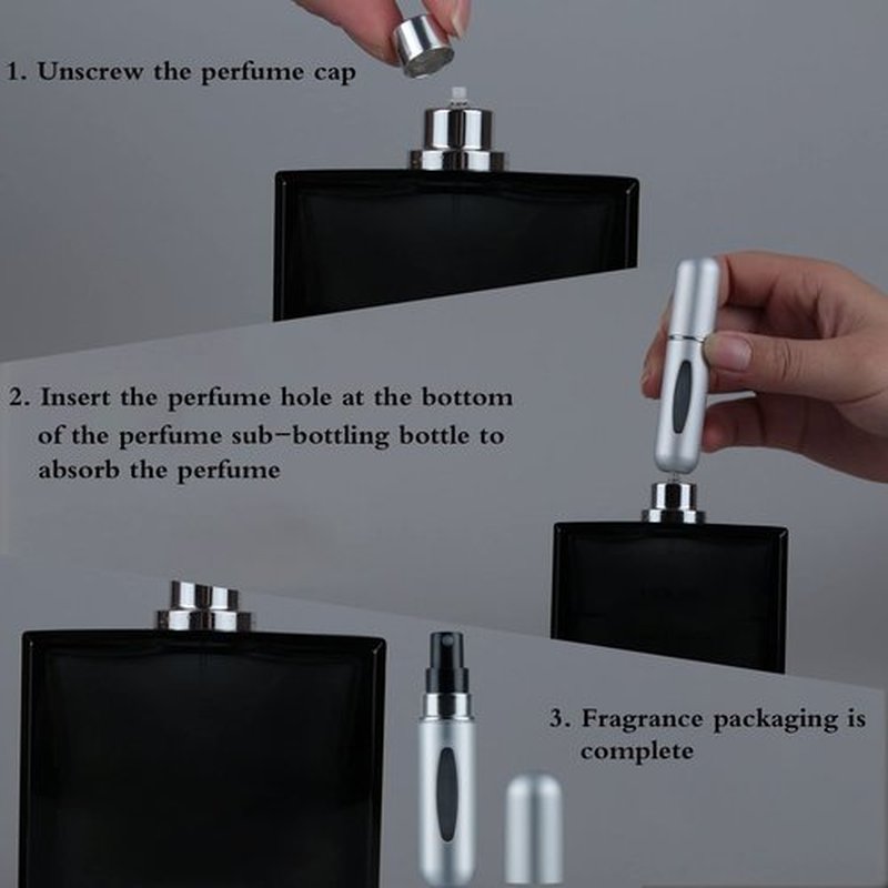 Fivexing 4Pcs Refillable Perfume Atomizer Bottles，Portable Mini Separate Perfume Bottle，Travel and Outings Spray Boxes Dispensers 5ml/0.2oz(silver)