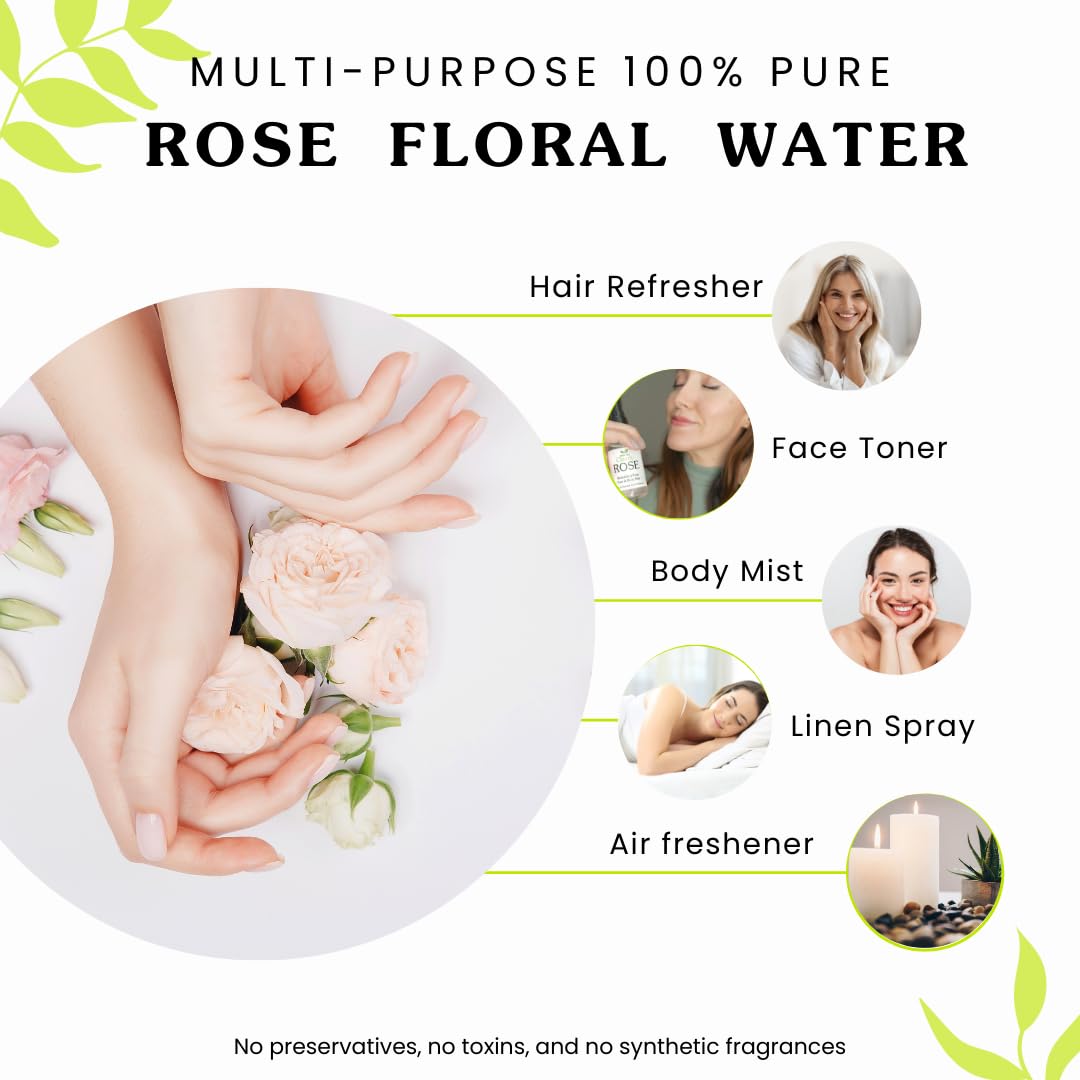 Isabella's Clearly Rose - 100% Pure Rose Petal Water Spray for Hydration, Body and Hair | Revitalizing Aromatherapy Mist | Alcohol-Free, No Additives, Glass Bottle, Made in USA (2 Oz)