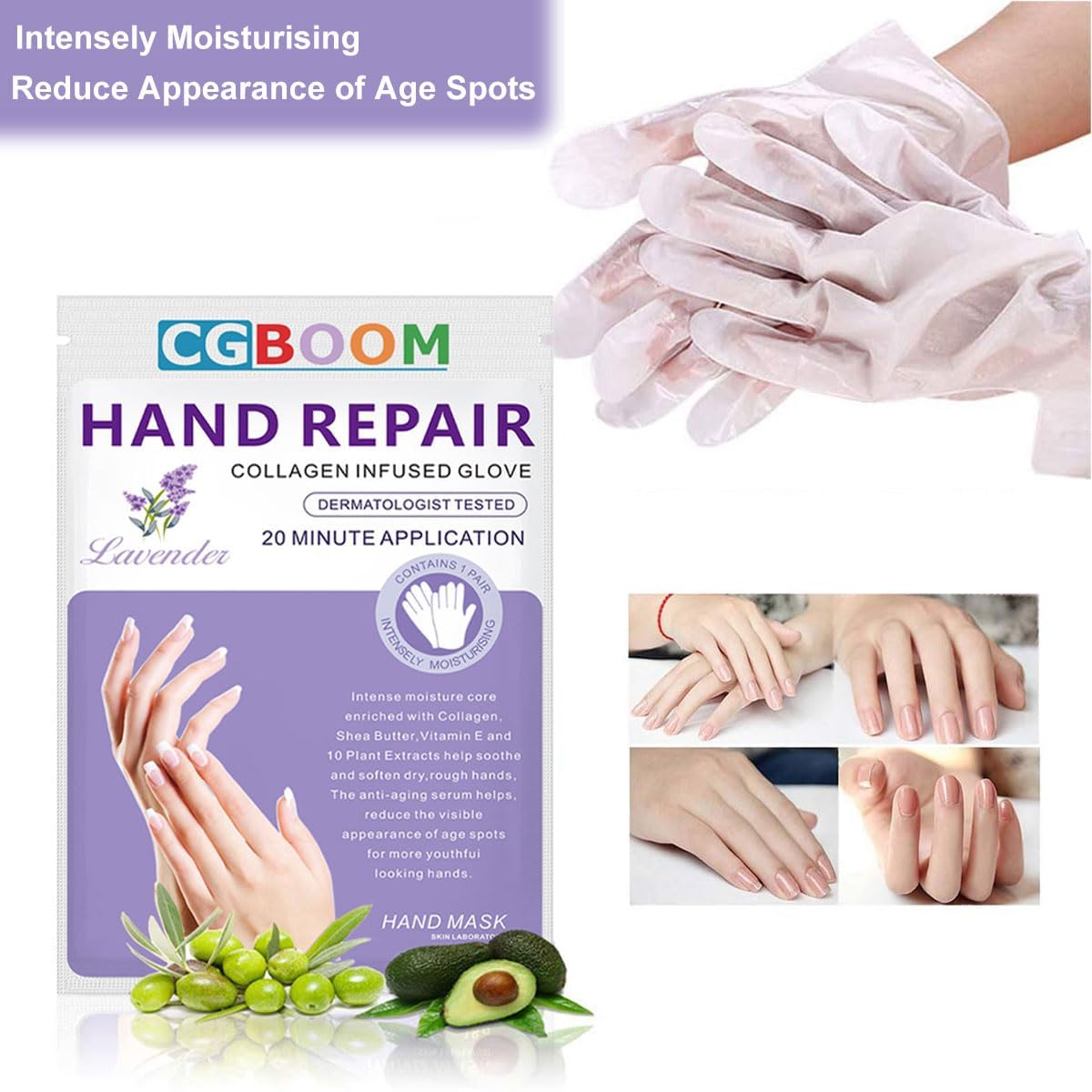 AWIWTOBQ Hand Mask Moisturizing Glove 3 pack, Hand Peel Mask Exfoliating Gloves, Hand Repair Glove for Dry Hands Treatment, Remove Dead Skin, Rough Skin, Lavender