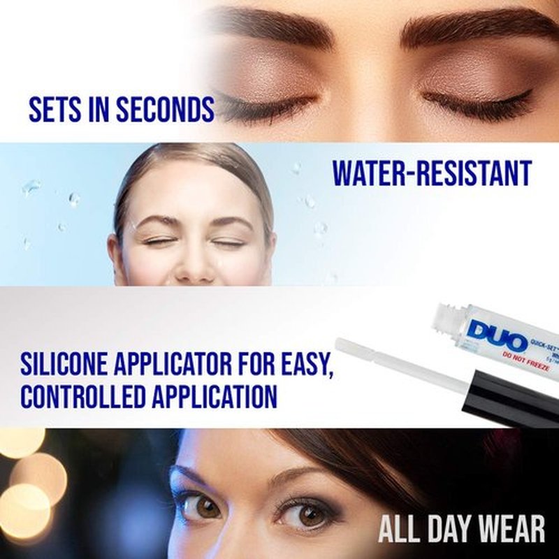 DUO Quick-Set Strip Lash Adhesive - White/Clear, Latex-Free, Water-Resistant, Long-Lasting, Lash Glue, 0.18 oz, 2-Pack