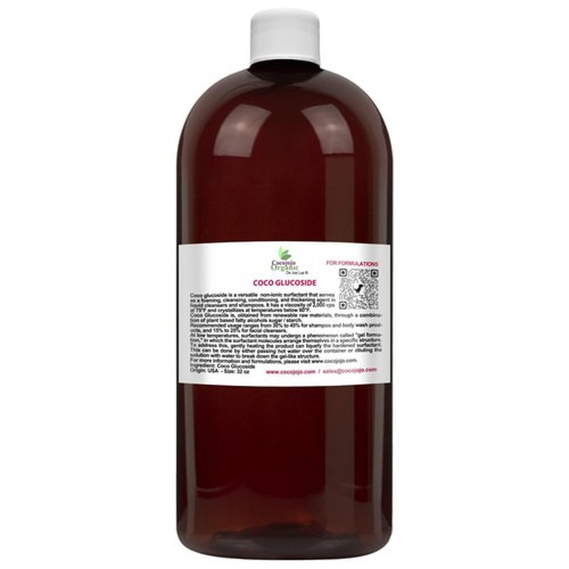 cocojojo - Coco Glucoside Surfactant 32 oz - Natural Foaming Cleanser - Plant Derived - Biodegradable - For Formulations and DIY Skin Care - For Shower Gels, Body Soap, Shampoos, Face Cleansers