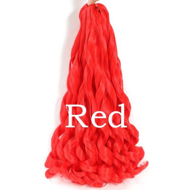 French Curly Braiding Hair 24 Inch 2 Packs - Pre Stretched Bouncy Braiding Hair- Loose Wavy Braiding Hair Synthetic Hair Extensions For Black Women(24 inch 2 packs Red)