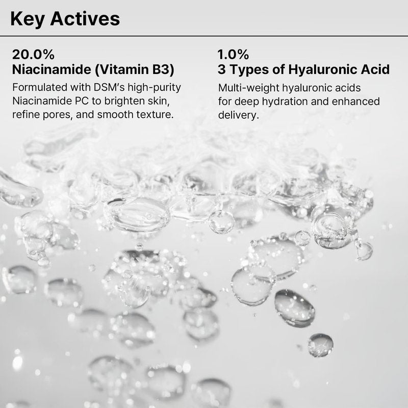 Niacinamide 20% Serum with Hyaluronic Acid | Pore Minimizer & Moisturizer for Even Skin Tone, 1.01 Fl Oz