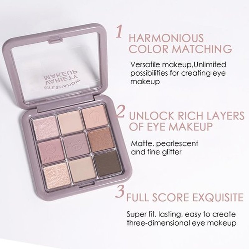 JUAAZIN Purple Eyeshadow Palette Natural Matte Shimmer Glitter 9 Colors, Purple With Lavender Taupe Neutral Eyeshadow Palette, Velvety Matte Finish Long Lasting Waterproof Professional Makeup 02#