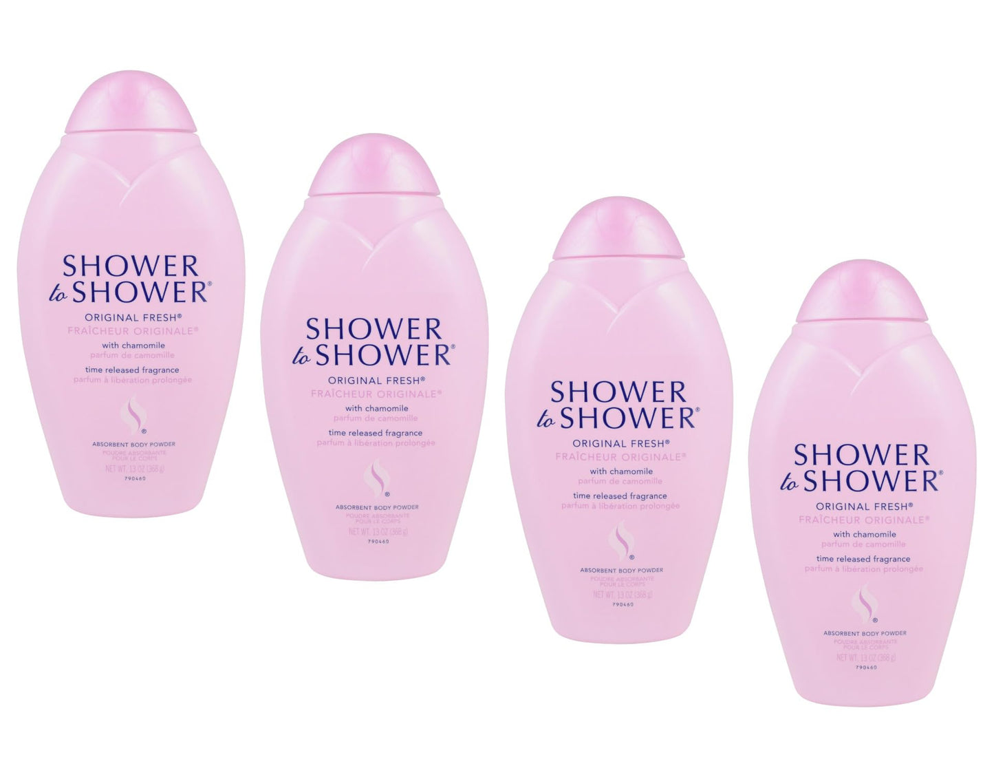 Shower to Shower Original Fresh Body Powder with Chamomile for Men & Women, Talc Free, Sweat Absorbing, Prevents Chafing & Odor, Deodorizing, 13 OZ (Pack of 4)
