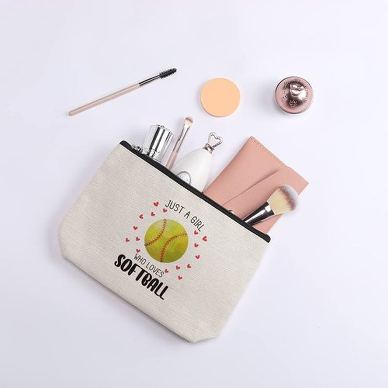 kdxpbpz Softball Gifts Makeup Bag Inspirational Gifts for Women Her Softball Lovers Mom Sister Birthday Gifts for Female Coworker Friend BFF Besties