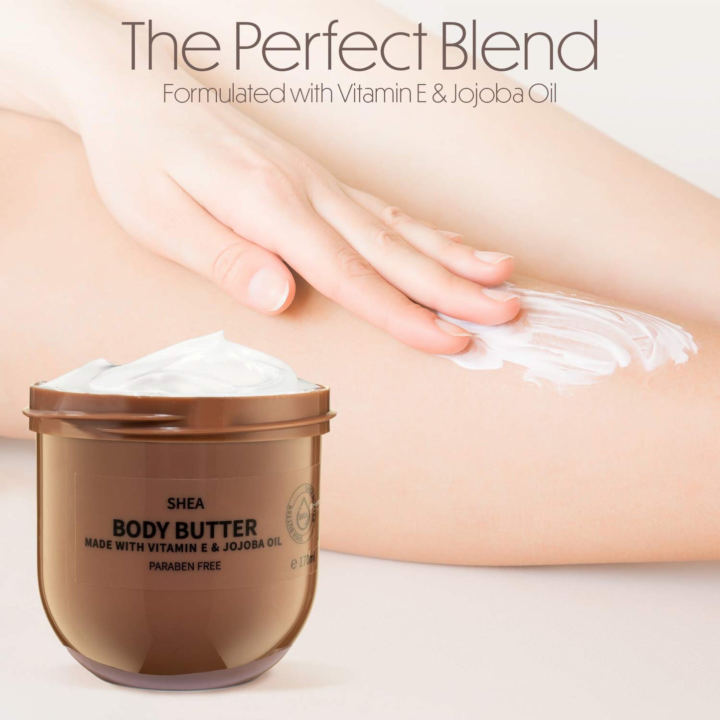 LOVERY Shea Whipped Body Butter, 6oz Ultra-Hydrating Shea Butter Body Cream Enriched with Jojoba Oil and Vitamin E, Natural Skin Moisturizer for Men & Women for Sensitive, Normal, Dry Skin