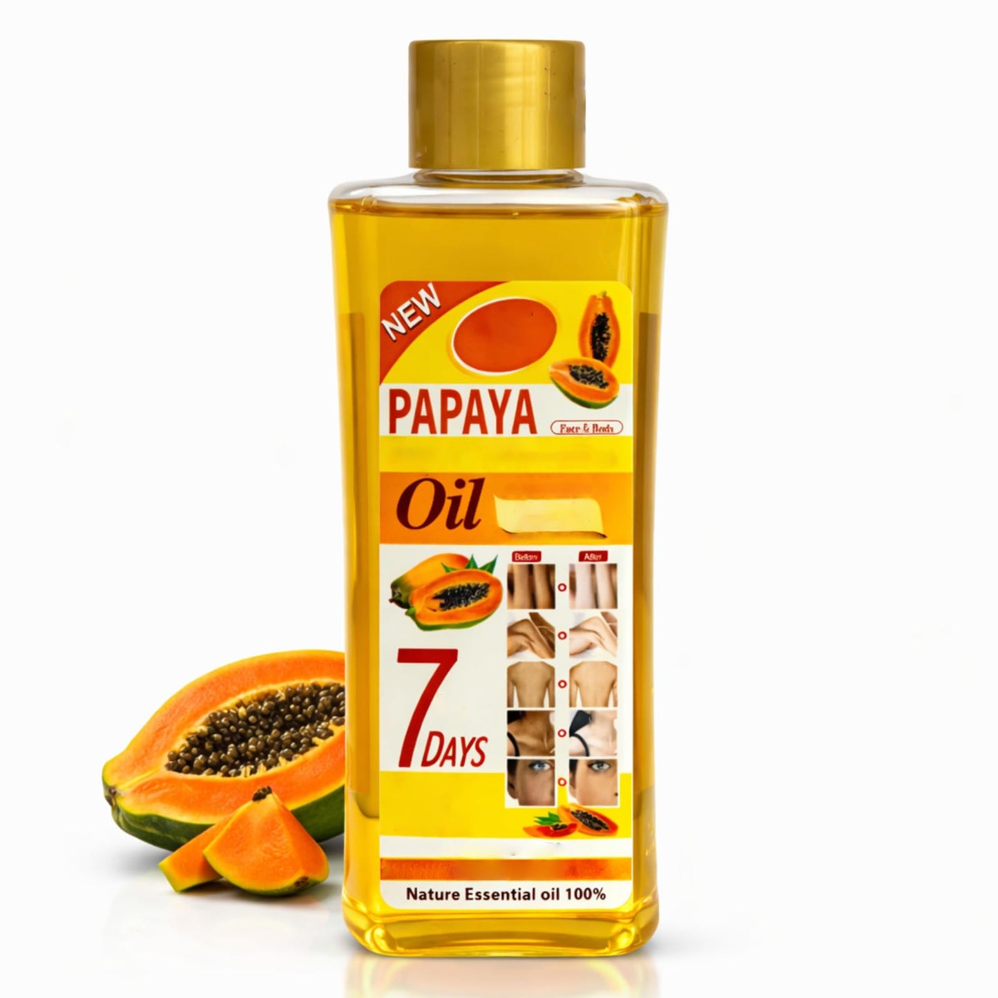 Papaya Oil for Massage and Skin Moisturizing, Lightweight Hydrating Body Oil for Dry Skin, Spa Body Care Oil with Papaya Extract, 200ml / 6.76 fl oz