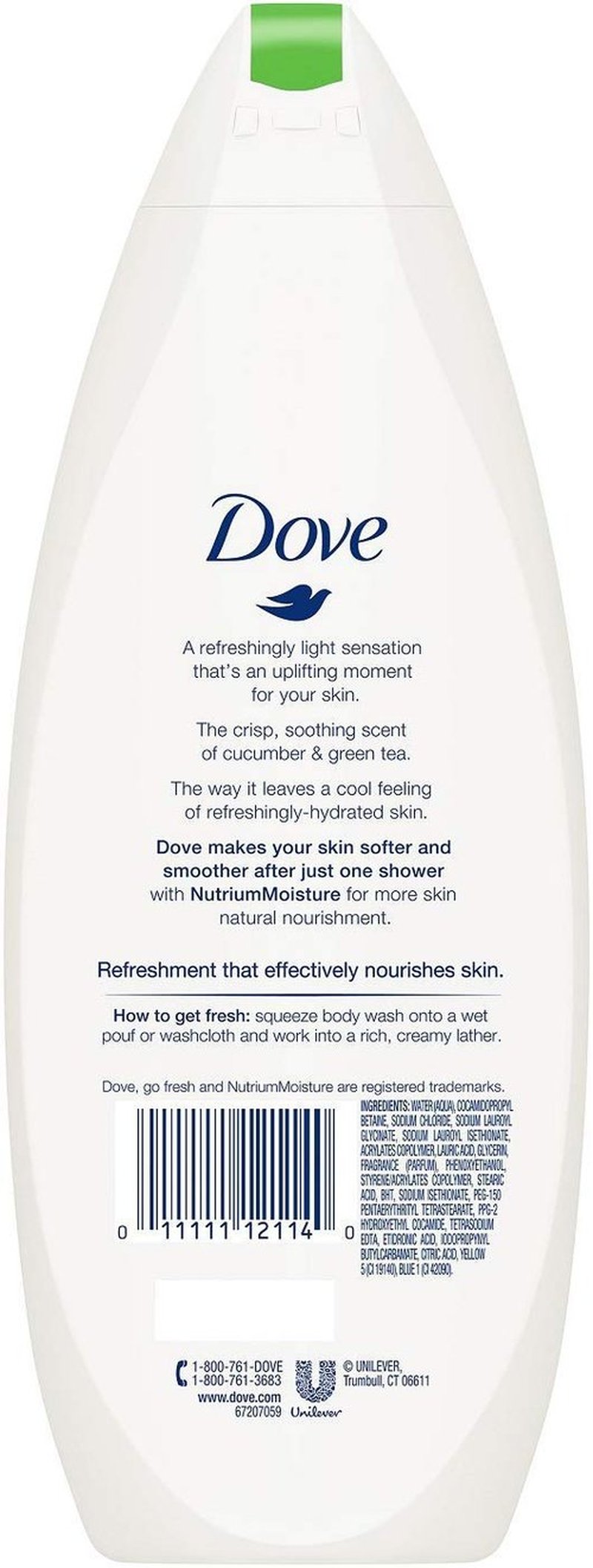Dove Body Wash 11 Ounce Go Fresh Cucumber & Green Tea, 11 Fl Oz (Pack of 2)