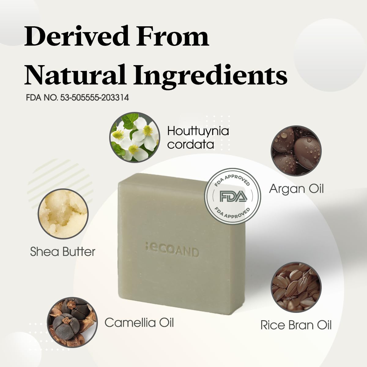 ECOAND Korean Vegan pH Balanced Cleansing Bar with Houttuynia Cordata Extract Deep Cleansing Natural Herbal Soap for Sensitive Face & Body, Gentle Low pH Moisturizing Bar, Cruelty Free K-Beauty, 3.5oz