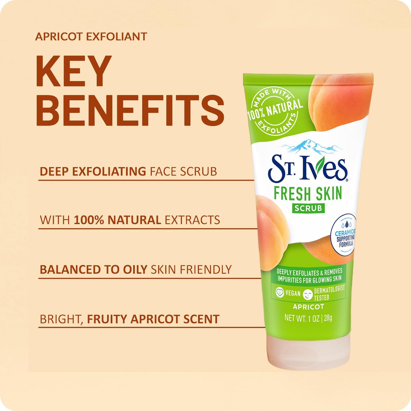 St. Ives Face Care Bundle – Collagen & Elastin Renewing Face Moisturizer + Travel-Size Apricot Facial Scrub, Fresh Skin Exfoliant for a Youthful Glow