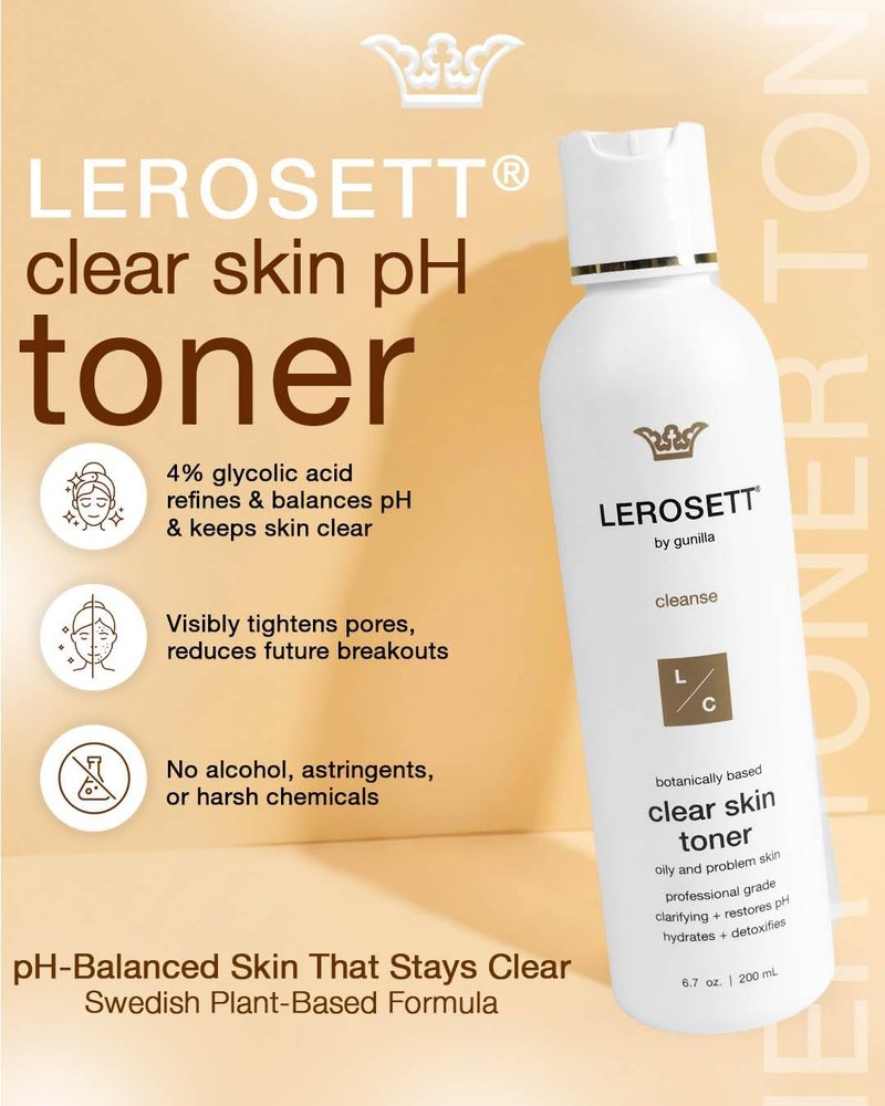 LEROSETT Toner for Clear Skin - Aloe Vera & Glycolic Acid Formula with 10 Botanicals | 6.7 oz