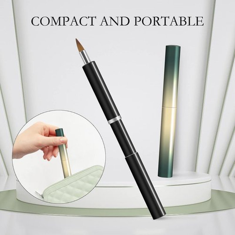 Unaone 2 PCS Lip Brush for Lipstick, Portable Retractable Lip Brush Applicators for Lipstick Lip Gloss Lip Concealer Makeup Brushes Tool (Black/Green)