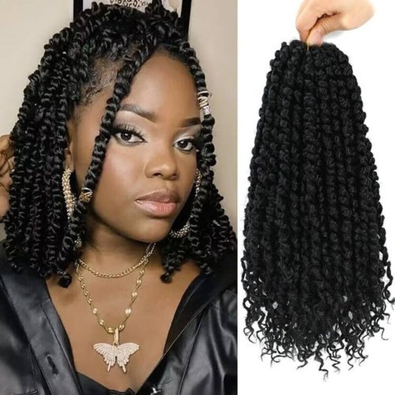 9 Packs Passion Twist Crochet Hair 10 Inch Pre-twisted Passion Twist Hair Pre Looped Crochet Passion Twist Hair Bohemian Short Passion Twist Crochet Braids Hair for Women Girls and Kids (10Inch,1#)