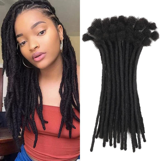 0.6cm 14inch 10 Stands 100% Real Human Hair Dreadlock Extensions For Men/Women Full Head Handmade Permanent Loc Extensions Bundles Can Be Dyed Bleached Curled and Needles