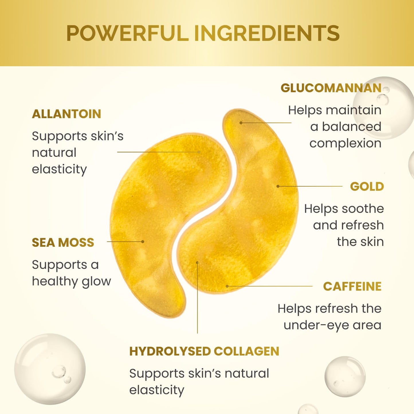 PLANTIFIQUE Gold Under Eye Patches for Puffy Eyes 40 Pairs | Under Eye Masks for Dark Circles | Puffiness Eye Gels with Collagen & Caffeine | Anti Aging Gold Eye Mask Skincare