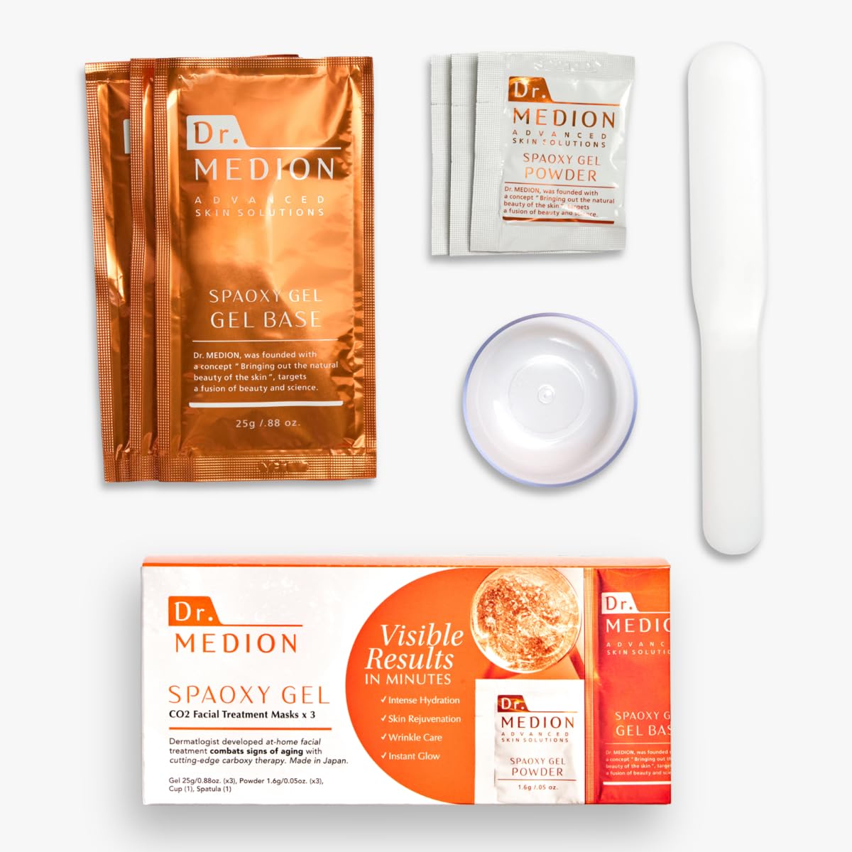 Dr. MEDION Spaoxy Gel CO2 Carbonated Face Mask | Anti-Aging, Fine Lines and Wrinkles, Visibly Firmer and Brighter Skin in 20 Min | Dermatologist-Developed | Made in Japan | 3 Treatments