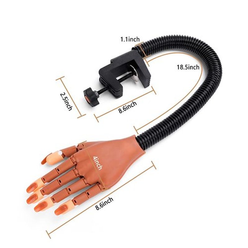Practice Hand for Acrylic Nails, Flexible Nail Training Maniquin Practice Hand, Moveable Practice Nail Hand wth 200 Pcs Replaceable Nails for Acrylic Nail Manicure DIY