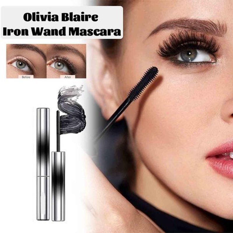 Iron Wand Mascara, Lashtitan Iron Wand Mascara, Waterproof Mascara for Sensitive Eyes, 3D Curling Eyelash Iron Mascara with Eyelash Curler, Long Lasting Bristleless Mascara (Brown, 1)