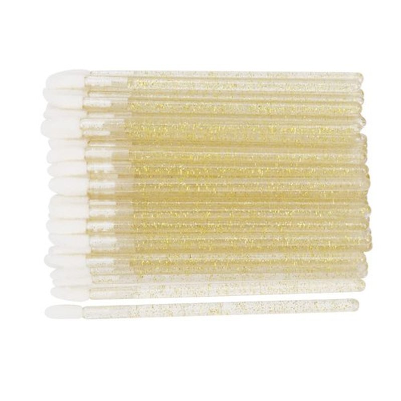 300 Pieces Disposable Lip Brushes Premium Lipstick Gloss Wands Applicator Makeup Tool Kits (Gold)