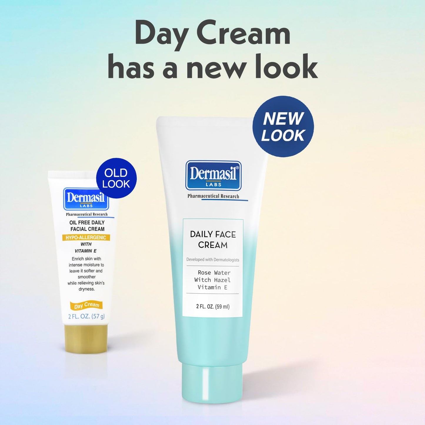 Dermasil Daily Face Cream 3-Pack – Oil-Free, Lightweight Moisturizer with Witch Hazel, Rose Water, and Vitamin E, 2 Oz Ea