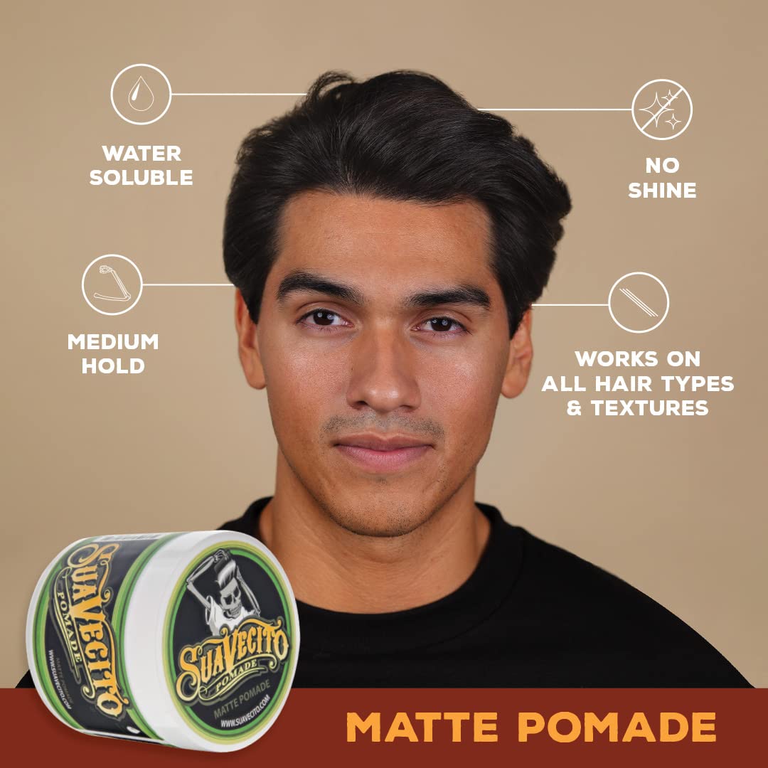 Suavecito Pomade Signature Scent Essentials Bundle: Matte Hair Styling Pomade, Aluminum Free Deodorant, Moisturizing Body Soap