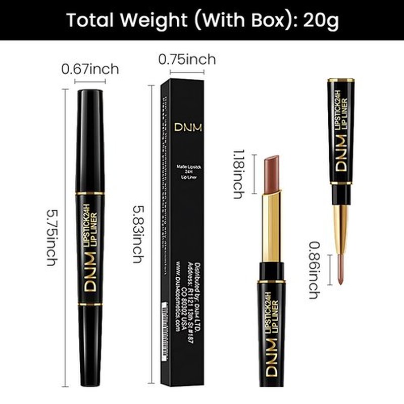 2 in 1 Nude Brown Velvet Matte Lip Liner and Lipstick Combination DNM Magic Lipstick Lip Stain 24 Hours Original Lip Liner Makeup Stain Long Lasting Waterproof Smudge Proof labial Lip Pencil 37#