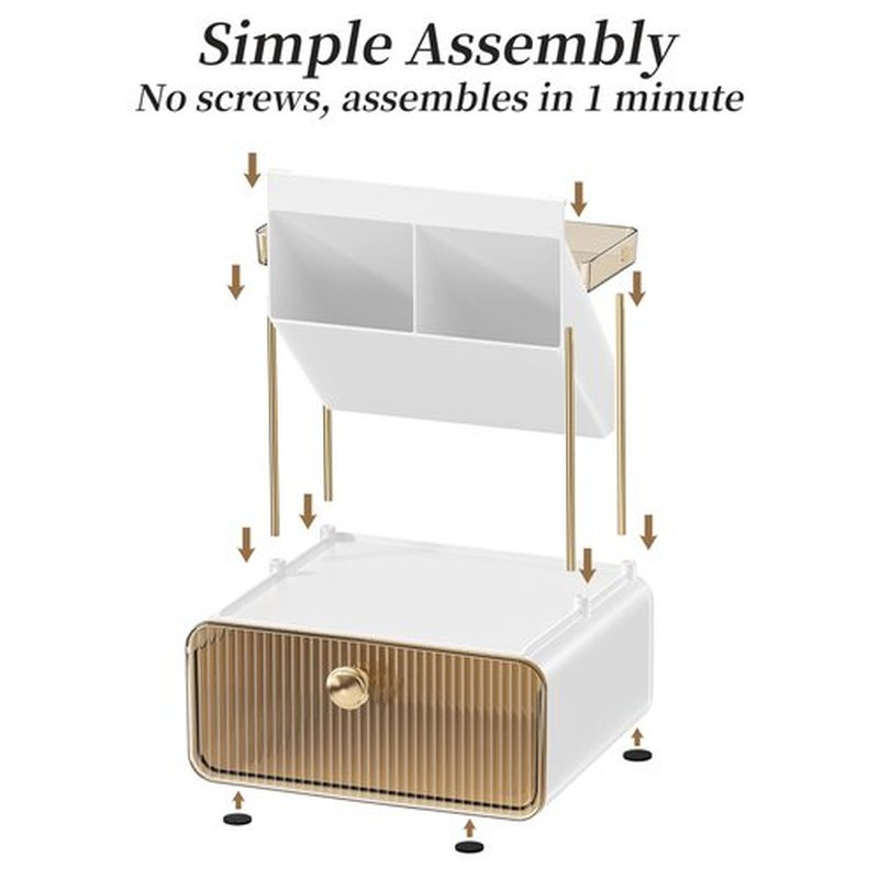 GPREESUS 2-Tier Makeup Organizers Countertop,Versatile Bathroom Counter Organizer,Cosmetic Make Up Organizers for Vanity,Cute Skincare Organizer (Amber)