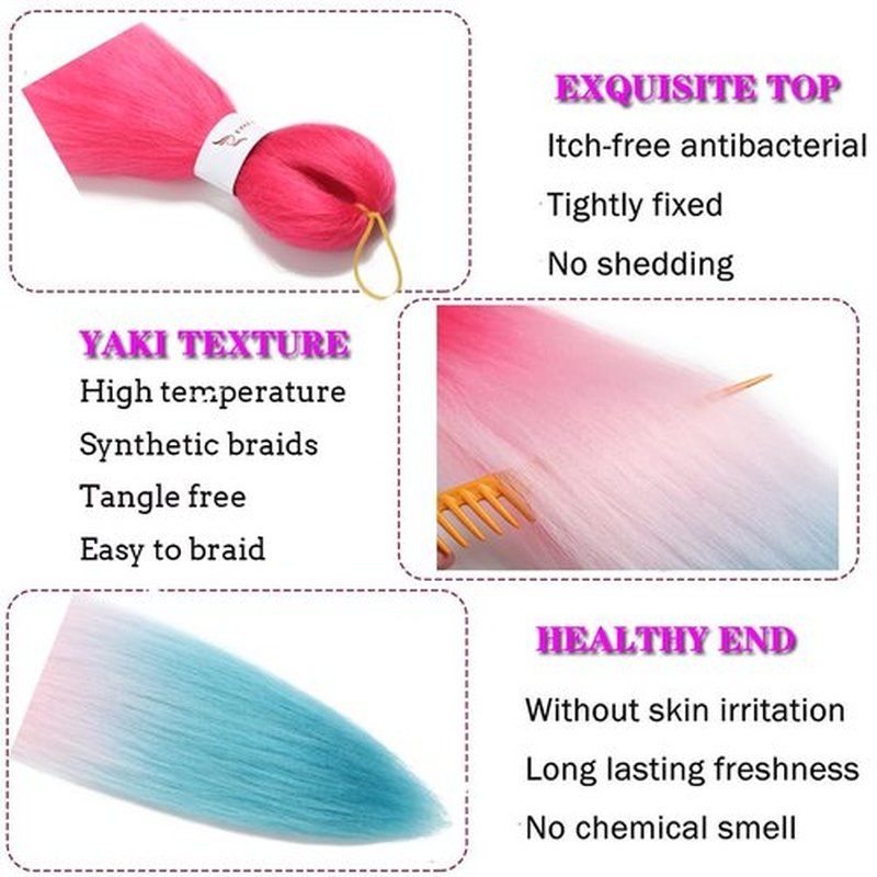 Pre Stretched Braiding Hair Extensions 30 Inch 3 Packs Crochet Twist Braids Hair High Temperature Synthetic Fiber Braid Hair Hot Water Setting（30",Peach Red-Pink-Lake Blue）