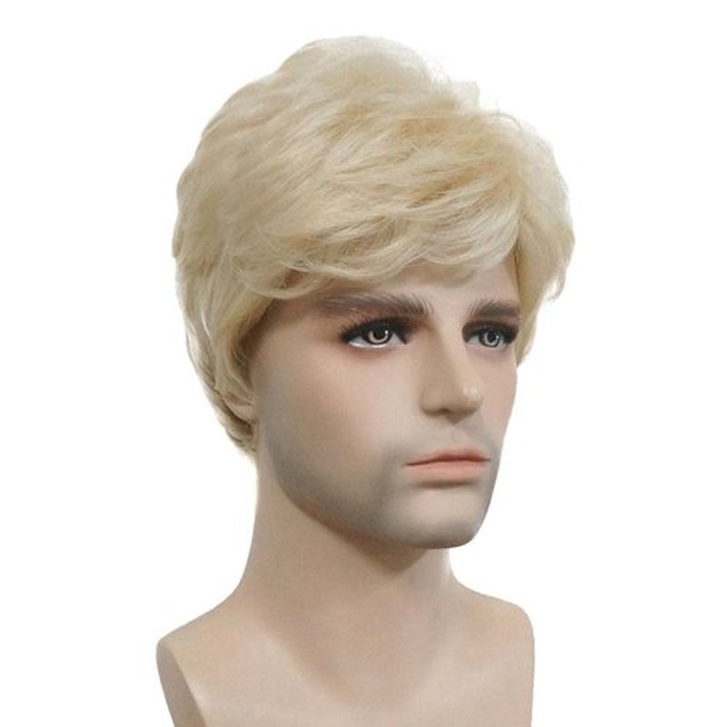 Lydell Men Wig Natural Short Straight Hair Synthetic Full Wigs (613 Light blonde)
