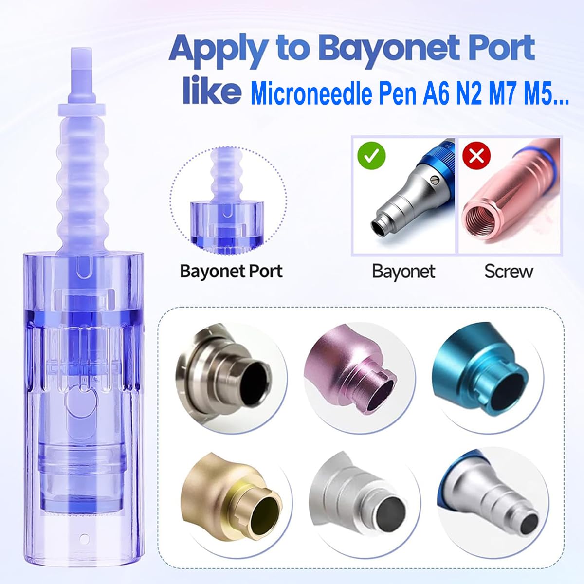 Microneedling Pen Cartridges for Dr Pen Microneedle Machine A6 N2 M5 M7 at Home Use (12 Pin, 10 PCS) 0.25 mm