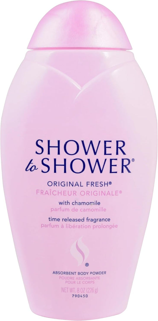 Shower to Shower Body Powder - Talc-Free Chamomile Formula for Men & Women | 8 Ounce, Sweat Absorbing, Prevents Chafing & Odor
