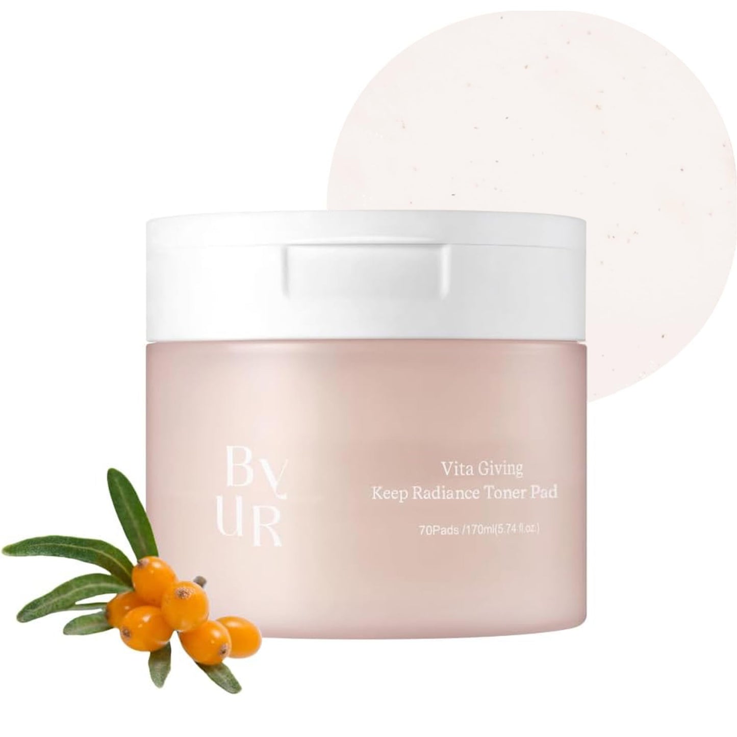 ByUR Vita Giving Keep Radiance Toner Pads - Dark Spots & Hyperpigmentation, Brightening & Hydrating, Hyaluronic Acid, Niacinamide, Vitamin C, Organic Cotton Facial Pore Care Korean Skincare (70 Count)