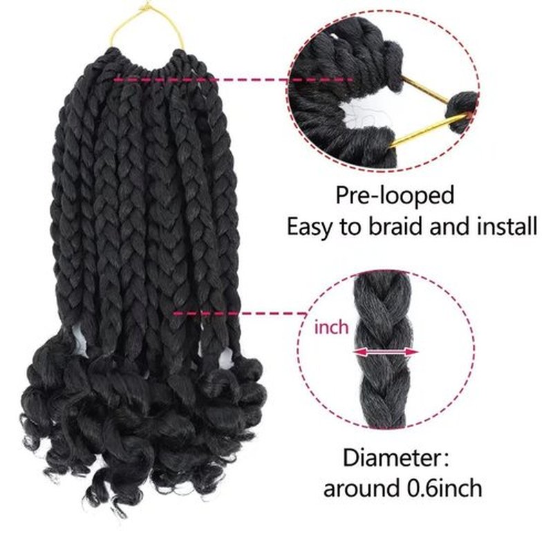 Alimiriam Boho Box Braids Crochet Hair 14 inch 8 Packs Box Braid Crochet Hair with Curly Ends Goddess Box Braids Crochet Hair Extensions for Black Women(14" 8 Packs, #T1B/30)