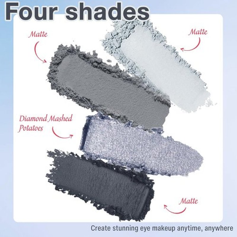 Eyeshadow Quads, Blendable Matte, Metallic and Shimmer Finishes, Velvety Pigmented Creamy Formula, Four Way Quad Eye Shadow Palette, Talc, Paraben & Cruelty Free