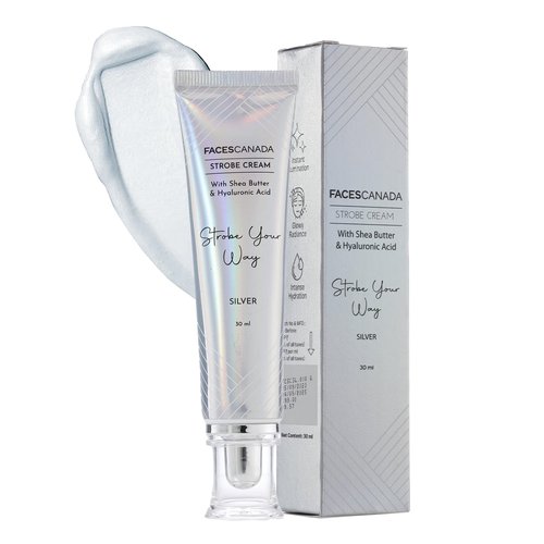 FACE'S CANADA Strobe Cream | Primer + Highlighter + Moisturizer | Shea Butter & Intense Hydration Flawless Radiant Dewy Skin For Illuminating & Glowing Makeup Base - Silver, 30g (1.05 Oz)