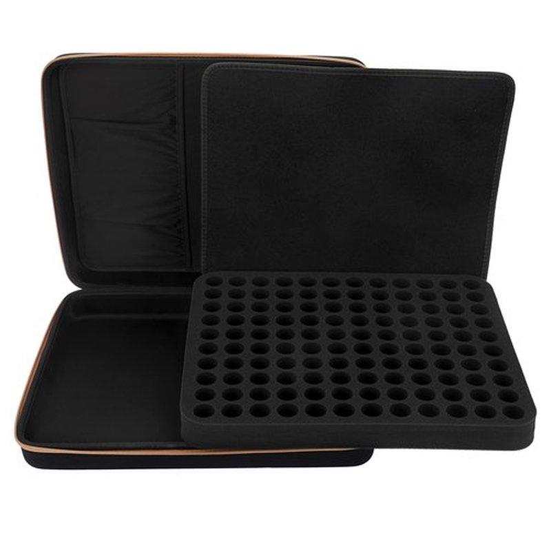 Hipiwe 120 Bottle EVA Essential Oil Storage Carrying Case Essential Oils Organizer Holder with Foam Insert Essential Oil Traveling Bag, Holds 5ml 10ml 15ml Essential Oils, Black+ Brown
